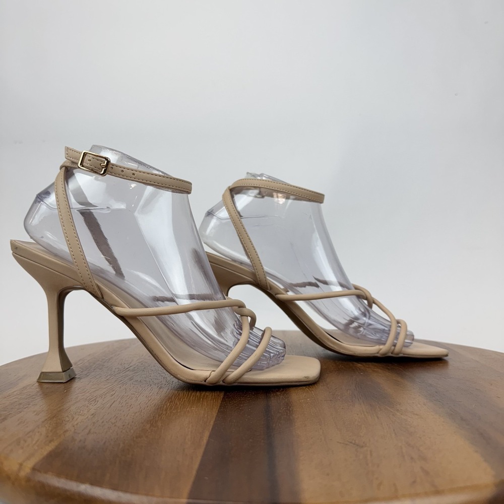 Womens Open Edit Rachel Nude Faux Leather Strappy Heeled Sandals‎ Size 8 M GUC